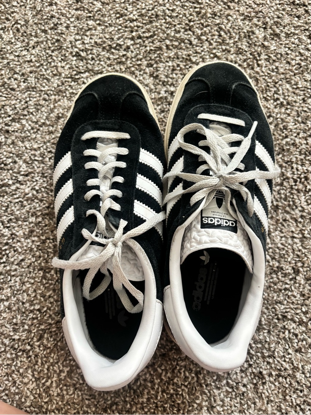 adidas Black and White Suede Three-Stripe Sneakers